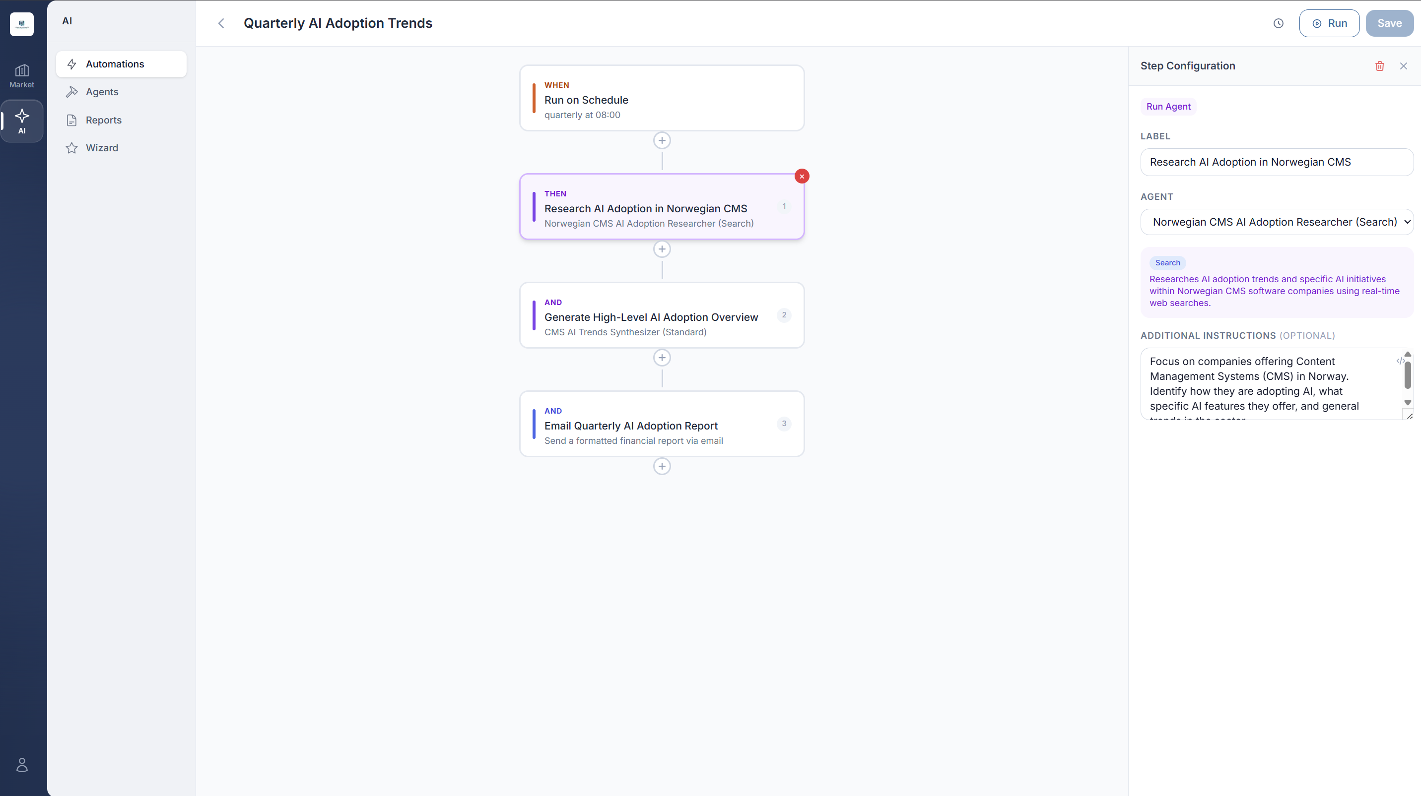 Screenshot of the Company Analyser with tag filters applied
